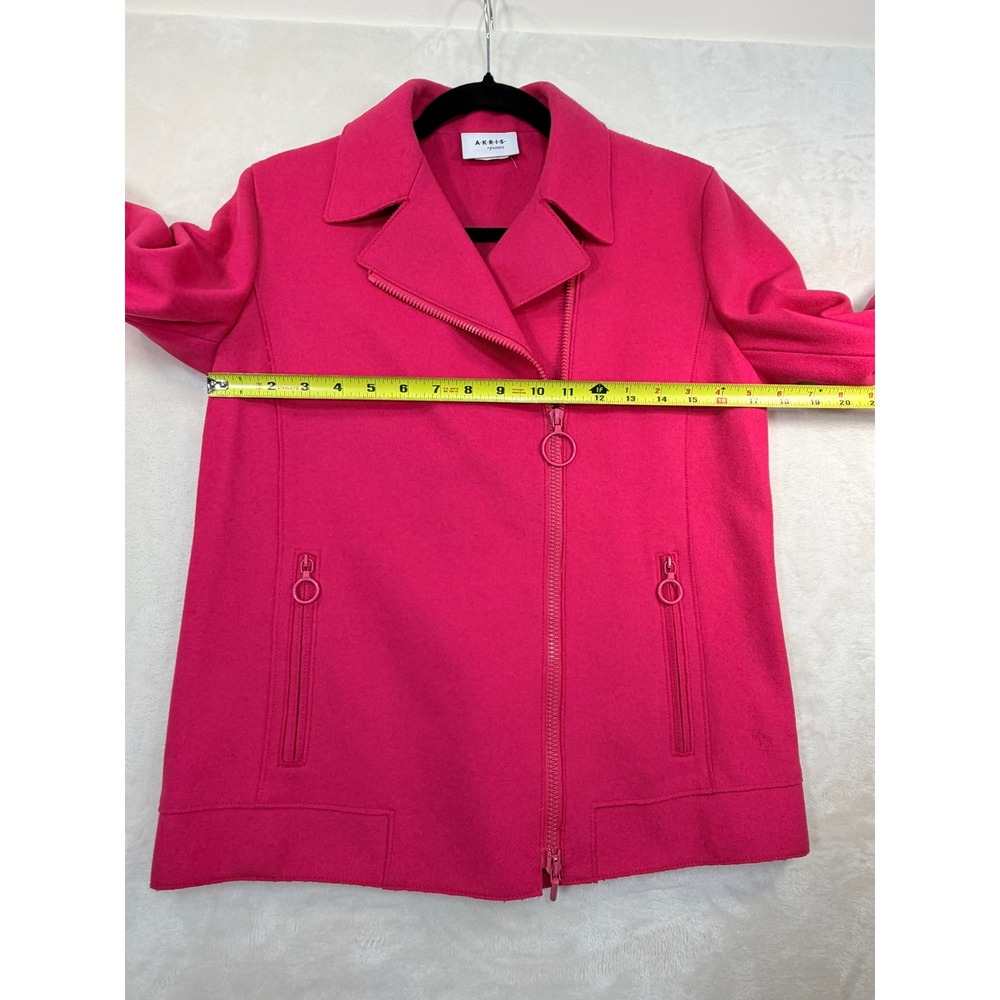 Akris Punto Pink Wool Blend Moto Jacket Women 4 Fair - Picture 11 of 16